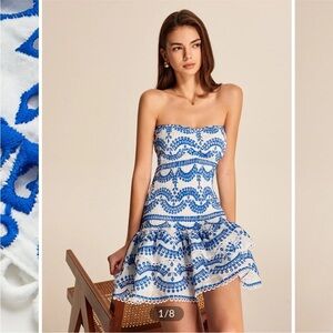 Commense Ripple Strapless Tiered Hem With Scalloped Detailing Dress